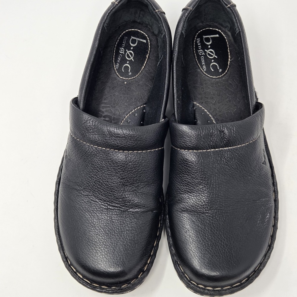 BOC Born Concepts Black Leather Slip On  Comfort Size 9M‎